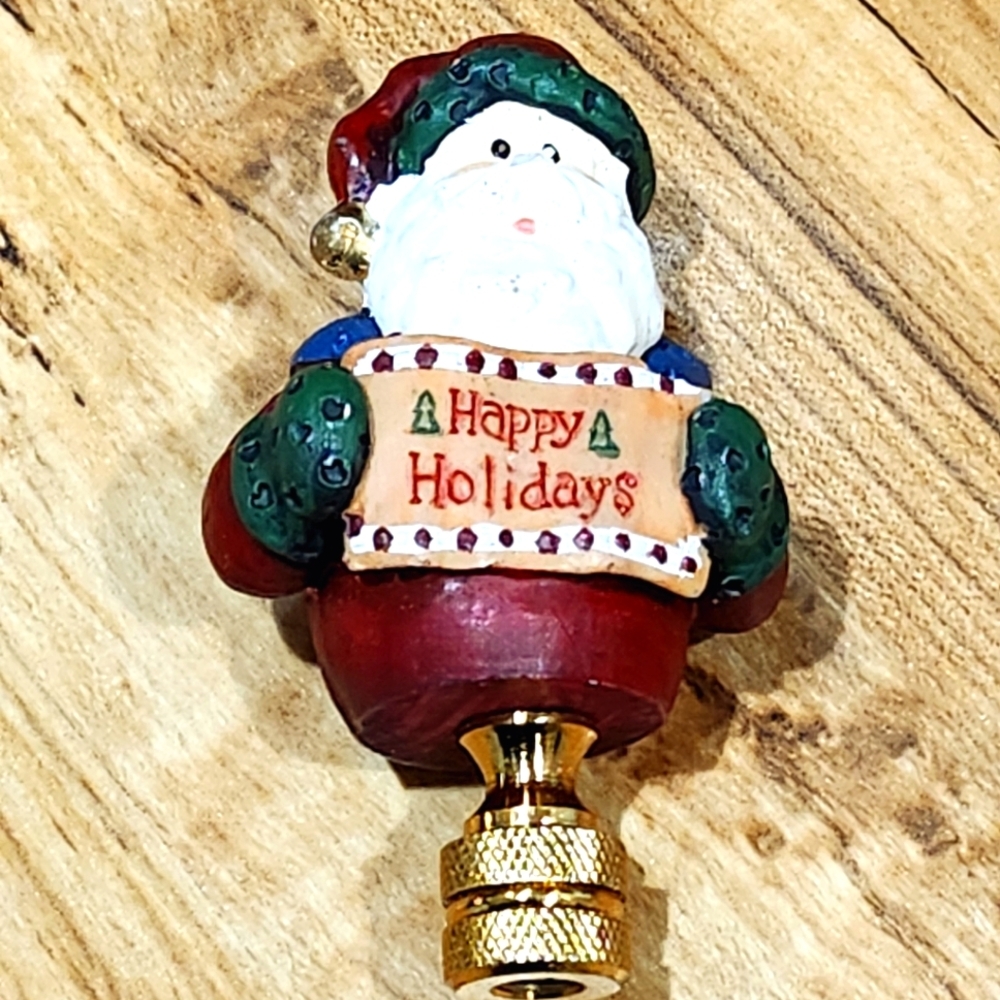 Santa Claus Happy Holidays Lamp Finial Holiday Decoration Decor